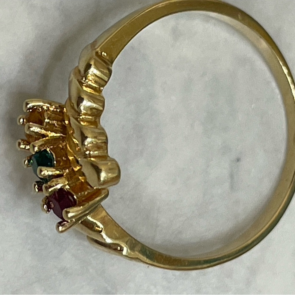 Vintage Gold Plated Multicolor Crystal Ring Size 7 Dainty birthstone Band - Picture 9 of 12